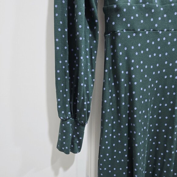 Boden - 4R Dress Maxi Dress Jersey Dress Women Green Polka Dot V Neck Dress - Picture 2 of 7
